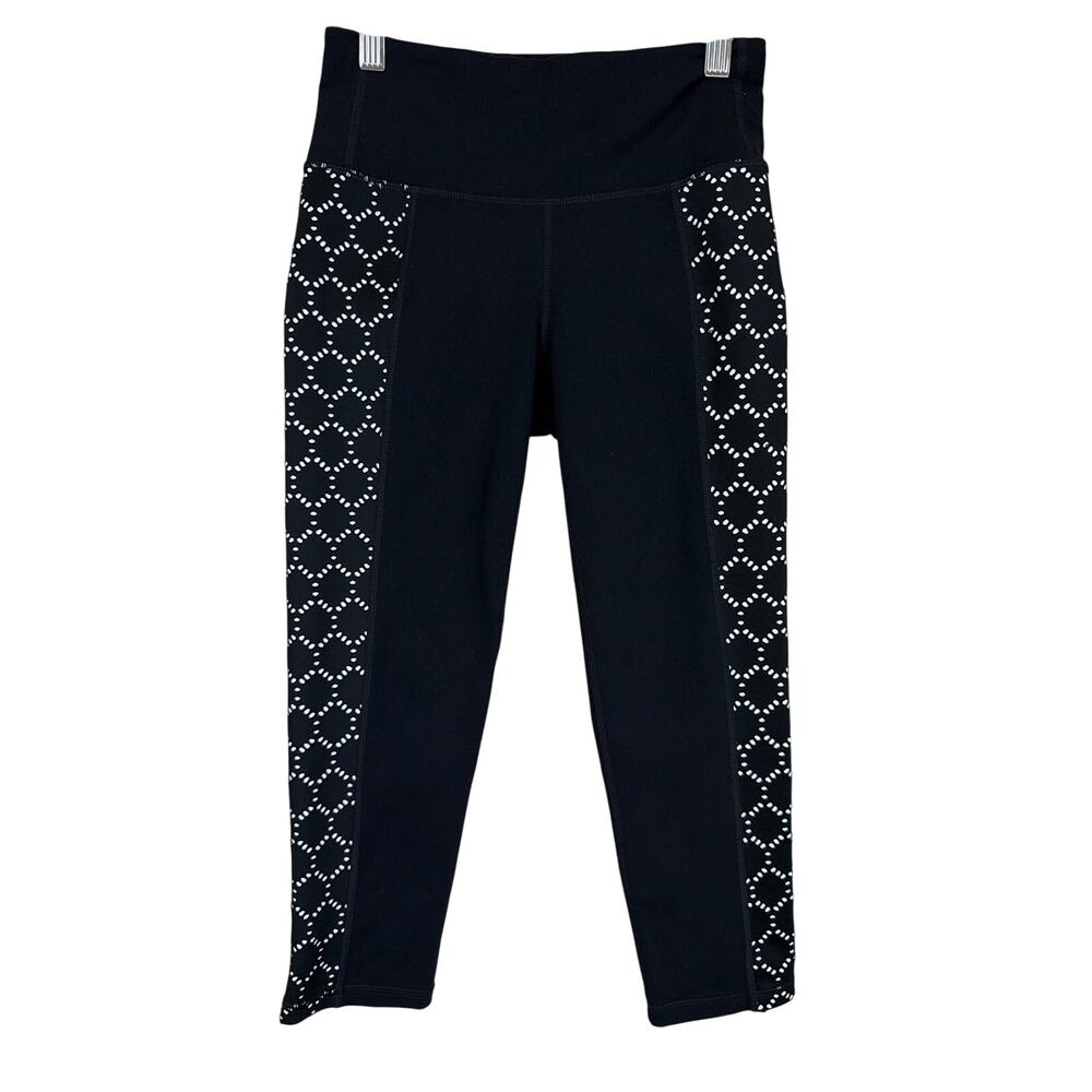 Athleta Black White Pattern Activewear Capri Leggings Size XS